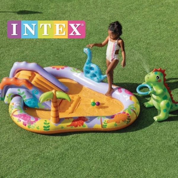 Дитячий надувний ігровий центр - басейн Intex "Дінопарк" з гіркою, 201x157x69 см 56139 фото