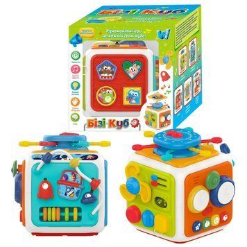 Бізі куб "WToys",ОЗВУЧУВАННЯ УКРАЇНСЬКОЮ МОВОЮ, скоромовки, загадки, казки, пісні, барабани, підсвічування  48658 фото